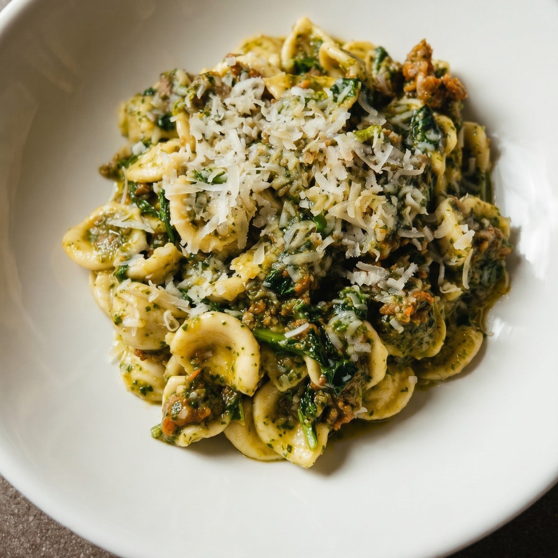 Orecchiette Con Cime Di Rapa E Salsiccia.